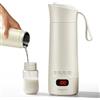 Keltorio Piccolo bollitore elettrico da viaggio, 400 ml, bollitore portatile, mini tazza, spegnimento automatico, in acciaio inox 304, con 4 impostazioni di temperatura, per tè, caffè (bianco)
