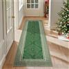 GEANUP Tappeto passatoia moderno, per corridoio, 60 x 180 cm, lavabile, colore verde