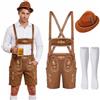 Moerstar Vestito Oktoberfest Uomo, Costume Oktoberfest con Lederhosen Set | Costume Oktoberfest Uomo con Lederhosen Cappello Calzini Costume Bavarese per Oktoberfest