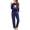 Aseniza Pigiama Donna Invernale Cotone Lungo Manica Lunga Pigiama da Donna con Tasca Due Pezzi Pigiami S-XXL