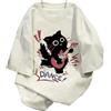 Tyadorw Harajuku - Maglietta Oversize con Stampa di Gatto Gotico Punk, Estiva, Stile Casual, Y2K