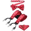 HISDERN Papillon e Bretelle Uomo di Natale Bretelles e Papillon Fazzoletto da Taschino Regolabile Forma di Y con 6 Clip Robuste