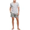POMPEA Pigiama Uomo Giorgio in Cotone, Pigiama Corto T-Shirt con Bottoni a Fantasia e Pantaloncino Tinta Unita con Tasche Laterali