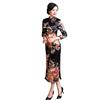 XueXian Abito da donna in raso lungo Cheongsam Qipao con stampa floreale floreale a 3/4 maniche abito cinese da sera partito costume