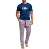POMPEA Pigiama Uomo Carlo in Jersey di Cotone, Pigiama Lungo T-Shirt con Stampa e Pantalone a Fantasia Pied de Poule