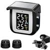 HUAJUN Motorcycle TPMS, Sistema di Monitoraggio della Pressione dei Pneumatici | Caricatore Solare, Ricarica USB Magnetica, 0-6BAR, Indicatore LCD, 2 Sensori Esterni, per vari Modelli di Veicoli Moto