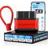 KONNWEI KW906 - Dispositivo diagnostico OBD2 per tutti i veicoli, Bluetooth con test della batteria, lettore auto con aggiornamenti a vita per iOS e Android (rosso)