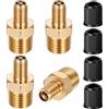 Tucnoeu 4 pezzi di adattatore per gonfiatore d'aria in ottone, da 1/4 NPT (M) a valvola standard per Schrader per valvola Schrader (m) per presa d'aria Presta per compressore pneumatico per pneumatici auto