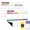 Nurila Agenda settimanale magnetica cancellabile con 3 penne e spugna | Set di planner per frigorifero con planner mensile, planner pasti settimanale, lavagna bianca per cucina e ufficio