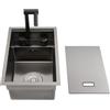 lousriyy Lavello da cucina nascosto nascosto con rubinetto pieghevole nascosto, 45 x 30 x 23 cm, lavello da incasso in acciaio inox 304 con attacco acqua fredda/calda, piastra di copertura e set di sifone 1