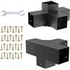 ORTOSUD Kit Staffe per Pergola a 4 Vie, 2 Pezz Staffe Angolari a 4 Vie 90°, con 64 Viti Autofilettanti, Staffe Gazebo per Pali in Legno 10cmx10cm (effettivo: 8,89x8.89 cm), per Pergolato, Casette da Giardino
