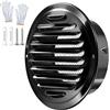 Generic Griglie di Aerazione Rotonda in Inox 201, Sfiato Cappa con Zanzariera | Griglia di Ventilazione per Bagno Cucina Ufficio, Presa D'aria Ricircolo Aria Contro L'umidità(Black,100mm/3.9in)