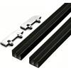Generico Guida Scorrimento Porta Vetro 5mm Heavy-Duty - Binario per Ante Scorrevoli in Alluminio Nero a Doppio Canale con Kit di Rotelle per Libreria, Armadio e Espositore(180cm/70.9in)