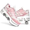 JinFugron Scarpe con Rotelle Retrattili Automatiche 4 Ruote per Bambina - Pattini a Rotelle Incorporati, Scarpe da Skate Multisport per Ragazze e Ragazzi 34-40 - Idee Regalo