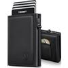 TENBST Portafoglio Uomo Slim, Magnetico Porta Carte di Credito Uomo con RFID Anticlonazione, Porta Tessere con Portamonete e Contanti, Portacarte Uomo Piccolo, Idea Regalo Uomo - Nero