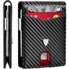 TEEHON Portafoglio Uomo, Bi-Fold Minimalista con Confezione Regalo - Nero | RFID Blocking, Portafoglio Uomo Slim Pelle in Fibra di Carbonio con 12 Porta Carte di Credito Uomo, ID Window, Fermasoldi