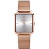 Kistanio Carré Orologio da donna piatto con cinturino in rete vetro zaffiro rettangolare in acciaio inox data diverse varianti