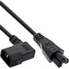 InLine Cavo di alimentazione da 1 m da C14 a C5 ad angolo, cavo per | Giunto ad angolo, connettori pressofusi, H05VV-F, cavo in PVC, nero