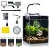 Wonderfactory Desktop Piccolo Acquario Set Serbatoio Pesce in Vetro 1.25 Gallon, Filtro Pompa Acqua Riscaldatore Filtro Luminoso LED Ghiaia Luce Ghiaia Strumento di Pulizia, Starter Kit Piccolo Spazio Semplice