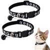 AWOXIHJ 2 Collarini Gatto, Neri, Riflettenti, Campanellino, Fibbia Sicurezza, Stampa Zampa, Taglia S, Regolabili 19-32 Cm