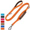 Muiefe Guinzaglio Tattico Cani, Guinzaglio Bungee con Manico Imbottito，Arancione | 1,1 m-1,7 m, Riflettente, Imbracatura per Auto, Anti-tiro, per Cani di Taglia Media e Grande Addestramento & Passeggiatee