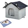 Generic Cuccia Gatto Esterno Impermeabile e Isolata, Casetta per Gatti da Esterno Rialzata Antivento, Rifugio Caldo per Inverno con 1 Tappetino Caldo e Impermeabile