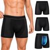 Simnoble Confezione da 3 Mutande Incontinenza Uomo con Apertura, Lavabili Boxer Assorbenti in Bcambù con Protezione Anti-Perdite 100 ml - Intimo Riutilizzabile per Perdite Urinarie Quotidiane (M)