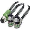 Phoenix Contact Cavo di distribuzione M12/M12/M12 con LED 1xmaschio/2xfemmina diritto/angolare. 3/4 poli. Codifica A, 24 V, 4 A,