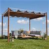 Mendler Gazebo pergola regolabile baldacchino moderno elegante giardino HWC-L42 acciaio effetto legno bambù 3x3m taupe marrone