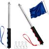 FDKene 2 Pezzi Asta Bandiera Telescopica, Asta Telescopica per Bandiera in Acciaio Inox con 4 Clip, Estensibile e Portatile, Ideale per Guide Turistiche, Insegnanti, Campeggio e Attività all'Aria Aperta