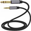 Tolanev Cavo Audio Jack da 3,5mm a 6,35mm Maschio 1m per Chitarra e Amplificatore | Rame Puro, Finitura Dorata 24K, Doppia Schermatura, Nylon Intrecciato, Scocca Metallo, Mixer, Pianoforte, Home Theater