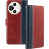 Shantime Custodia in pelle bicolore per TCL 60 SE NXTpaper 5G - Rosso | 6.7 Custodia flip protettiva con portacarte, blocco RFID, supporto magnetico, profilo sottile da business