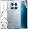 Choeeu ChoosEU Trasparente Cover per Xiaomi Redmi Note 15 4G / 5G, Blu Rosa | Sottile TPU Silicone Trasparente Custodia, Disegni Colorate Fiore Fiori Motivo, per Ragazza, Antiurto Protettiva Morbido Case