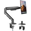 UPGRAVITY Supporto per monitor singolo, braccio singolo per monitor da 17 a 32, supporto da scrivania per monitor regolabile a molla meccanica, supporta fino a 8 kg, morsetto a C e base con