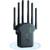 Colexy Ripetitore WiFi, Amplificatore Wi-Fi 1200 Mbps Dual-Band 2,4 GHz + 5 GHz, con Modalità Ripetitore/Router/Access Point, 6 Antenne, Extender di Portata WiFi con Porta LAN/WAN A2 (Nero)