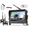 Realdio Set Doppia Retrocamera Digitale Senza Fili, IPS 9 Pollici | BSD, Visione Notturna, Telecamere Impermeabili, Trasmissione Radio Stabile e Registrazione per Camper, Camion e Bus