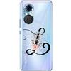 Mixroom - Cover Custodia Case In TPU Silicone Morbida Sfondo Trasparente Per Oppo Reno 10 5G / Oppo Reno 10 Pro 5G Fantasia Iniziali Lettera L con fiori