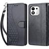 KENHONER Custodia per Honor 600 Smart 5G Cover, Nero 3D | Portafoglio in Pelle PU Retro, Antiurto Flip, Slot per Schede, Funzione Stand, Chiusura Magnetica