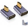 Ihteyuo Adattatore HDMI ad angolo retto, HDMI 2.1, adattatore HDMI a 90 gradi, adattatore HDMI ad angolo retto, HDMI 2.1, maschio a femmina angolo sinistro e destro, estensione 48 Gbps 8 K@60 Hz 4 K@120 Hz