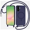 xinyunew Cover per Samsung Galaxy S26 FE 5G con Cordino Regolabile,blu | [Compatibile con MagSafe] Custodia con Collana Tracolla Laccio Collo Liquido TPU Silicone Lanyard Antiurto Case