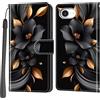 PHINIENLAND Cover per iPhone 16e / iPhone 17e custodia portafoglio Fiori | 3 scomparti carte, 1 tasca banconote, Chiusura magnetica, Supporto, Pelle PU flip cover per iPhone 16e / 17e