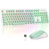 SbocKeeb Tastiera e mouse wireless retroilluminato rosa, layout americano americano 2,4 GHz, ricaricabile silenziosa, tastiera senza fili per PC/laptop (RF 108 verde chiaro)