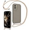 LEHEHE Cover per Honor 90 Lite/Honor X50i con Cordino Regolabile, Custodia Telefono a Tracolla e da Collo TPU Silicone Morbido Antiurto Cover Protezione Fotocamera-Marrone
