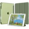 MoKo Cover per iPad 9a/8a/7a Generazione 10,2 Pollici con Portapenna | Custodia per iPad 10,2 2021/2020/2019, Trifold Sottile Leggera Cover con Retro PC Rigido Trasparente, Celadon