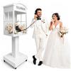 RDYMONKEY Supporto per cabina telefonica con ruote, romantico in metallo, per matrimoni, compleanni, anniversari ed eventi, decorazione vintage per matrimoni (senza libro degli ospiti audio)