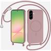 xinyunew Cover per Samsung Galaxy S26 FE 5G con Cordino Regolabile,rosa | [Compatibile con MagSafe] Custodia con Collana Tracolla Laccio Collo Liquido TPU Silicone Lanyard Antiurto Case