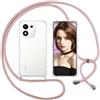 ISOI Cover con Cordino per Honor 600 Smart, Custodia Trasparente con Collana Tracolla Laccio Collo Ultra Sottile Morbido TPU Silicone Antiurto AntiGraffio Case， Rosa