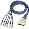 Transmedia All 4u - Cavo TV BBV 56 piatto da 3 m con presa SCART maschio, 6x RCA maschio in metallo cromato, colore: Blu