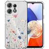 Choeeu ChoosEU Trasparente Cover per Motorola Edge 50 Pro con Fiori, Blu Rosa | Sottile TPU Silicone Trasparente Custodia, Disegni Colorate Fiore Fiori Motivo, per Ragazza, Antiurto Protettiva Morbido Case