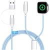 imodomio Cavo 2 in 1 per iPhone e Apple Watch, caricatore USB-C (blu) | Nylon intrecciato da 1,2 m, senza grovigli, ricarica sicura, compatibile con Apple Watch Series 11/10/9 SE/Ultra e iPhone 17